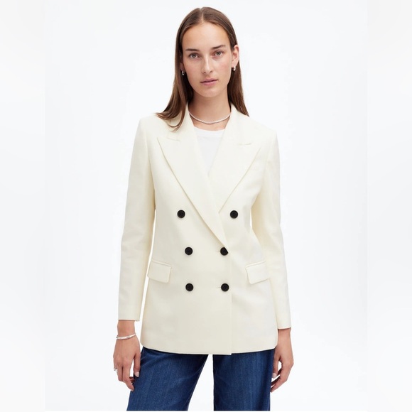 MADEWELL Tuxedo Blazer in Winter White $238 NT118 wardrobe staple size 4 NEW - Picture 1 of 17